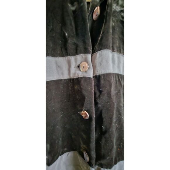 Silk Club collection silk velvet panel button front jacket woman‎ Sz L black - Picture 7 of 7